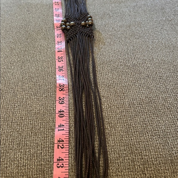Vintage Boho Brown Macramé Belt Wooden Beads 33-44” - Picture 6 of 8